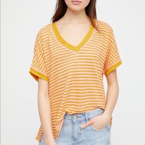 We The Free Striped Take Me Tee - Mustard Combo